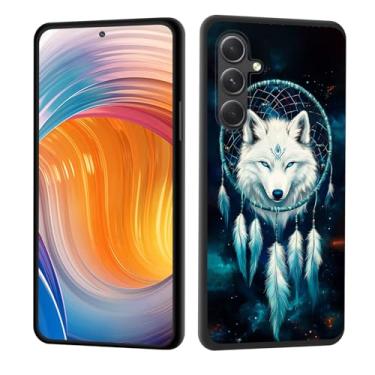 Imagem de CICPLKSE Capa para Galaxy S25 FE, borracha de silicone macia, proteção total à prova de choque, proteção contra quedas para Samsung Galaxy S25 FE 6,7 polegadas 2025, lobo branco em apanhador de sonhos
