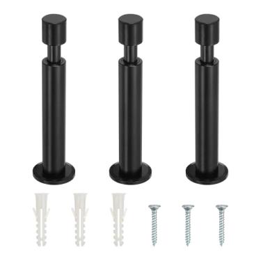 Imagem de PATIKIL 3 batentes de porta, batente de porta de alumínio protetor de parede de metal batente longo sólido para home office shopping center para proteger a porta de parede, preto