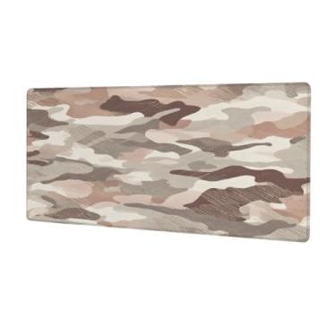 Imagem de Tapete de mouse grande marrom claro camuflado à prova d'água para computador protetor de mesa com base de borracha antiderrapante para escritório, computador, teclado, laptop e mesa de casa, mouse pad