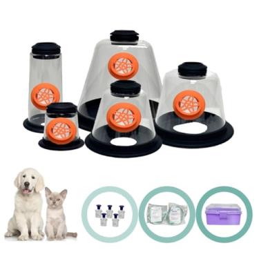 Imagem de PROMEVET Conjunto de máscara de oxigênio para animais de estimação - 5 tamanhos, tubo de 1,8 m - Equipamento de assistência respiratória para cães/gatos/animais - Ajuda a aliviar a dificuldade