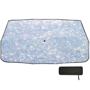 Imagem de Toldo de carro dobrável com purpurina pérola guarda-chuva de para-brisa cobertura completa persiana retrátil carro 147 x 75 cm acessórios de carro
