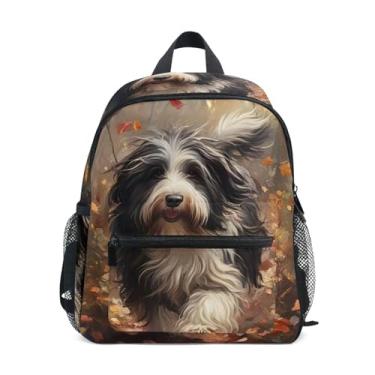 Imagem de GAIGEO Cute Dog Print Fall Kids School Backpack with Whistle, 2 Bottle Pockets, Lightweight, Kindergarten Backpack 10x4x12 In, for Ages 3-8