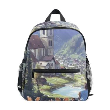 Imagem de Cute Bunnies Easter Landscape Child Backpack 10x4x12 In, Little Boys Backpack with Water Bottle Pockets, Whistle Buckle