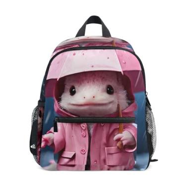 Imagem de Cute Axolotl Funny Simple Modern Toddler Backpack with Whistle, Adjustable Chest Strap, Girl Toddler Backpack Lightweight & Compact for Ages 3-8