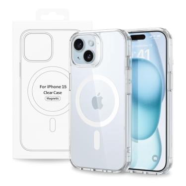 Imagem de Capinha Mag-Safe [iPhone 15] Clear Slim Case [Anti-Amarelamento] Compatível com Mag-Safe Transparente com [Proteção de Câmera] Resistente a Riscos e Anti Impacto