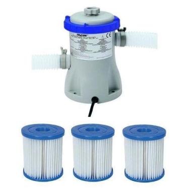 Imagem de Bomba Filtrante Bestway 1249 LH 110v com 03 Refis Filtro para piscina 