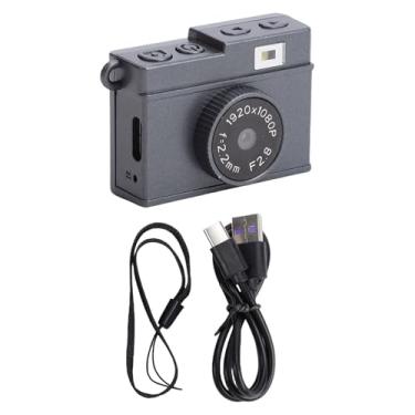 Imagem de Acouto Câmera Pequena retrô Mini Câmera Vintage Estilo Clássico 8.6MP 1080P HD Vídeo Tela de 1,14 pol. Lente Grande Angular de 120 ° Portátil para Fotografia de Viagens Escolares (Cinza)