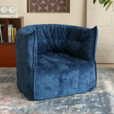 Imagem de N&V Sofá de relaxamento profundo Brigantin de meados do século, chenille premium macio, para sala de estar, quarto e escritório (azul, solteiro)