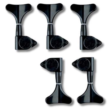 Imagem de Kit 5 Tarraxa Baixo Blindada Preto Mhb02Bk 3 + 2 Tipo Ibanez