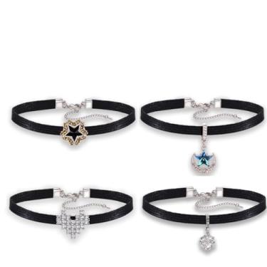 Imagem de 4 unidades/1 conjunto de gargantilha preta feminina ajustável 21 a 40 cm, corrente sexy de veludo, joias modernas modernas e personalizadas para uso diário, boate, bar, ocasiões íntimas - acessório de