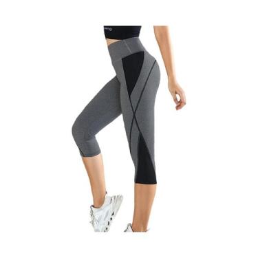 Imagem de Leggings De Yoga De Cintura Alta Com Bloco De Cores Para Mulheres, Cal