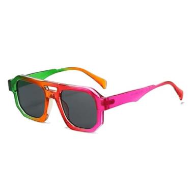 Imagem de Óculos de Sol UV400 - Cores Vibrantes, Ponte Dupla, Degradê, Estilo Punk, para Homens e Mulheres, Esportes ao Ar Livre, Corrida, Ciclismo, Cinza Colorido
