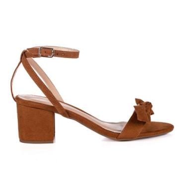 Imagem de Sandália Feminina Jjojo Ivi Salto Baixo Quadrado 5cm Confort, 36, Cast