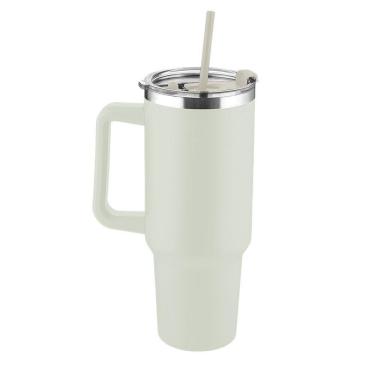 Imagem de Garrafa Térmica Inox 1300ml - Ecológica, Prática E Elegante Com Alça E Canudo Beige