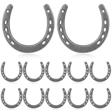Imagem de HIKIMA 12 peças de sapatos de cavalo para decorações duráveis boas decorações de ferradura de ferro da sorte para decoração de parede interior ao ar livre festa caubói casamento festa aniversário