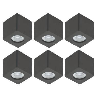 Imagem de Conjunto 6 Luminárias de Teto Zoom Spots Quadrados de Sobrepor Pretos 