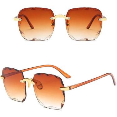 Imagem de Óculos De Sol Retrô Revo Blogueira Retangular Marrom Degrade