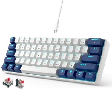 Imagem de abucow 60% Teclado mecânico para jogos, interruptor vermelho, teclado compacto com fio, anti-fantasma, sem conflito, 61 teclas intercambiáveis, design ergonômico para Windows/Mac