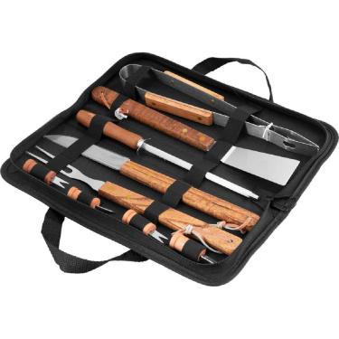 Imagem de Kit Churrasco 10 Peças Aço Inox Com Estojo Vonder