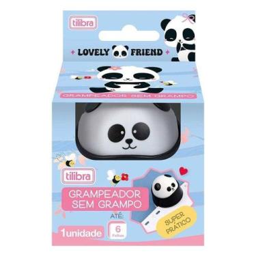 Imagem de Mini Grampeador Sem Grampos Panda 6 Folhas - Tilibra