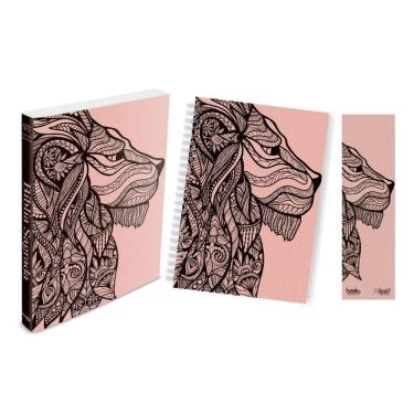 Imagem de Kit Leão Rosa - Planner + Bíblia Brochura NVI + Marca Página