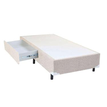 Imagem de Cama Box Solteiro Americano com Gaveta Suede Bege - 096X203
