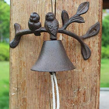 Imagem de Campainha de porta de pássaros de ferro fundido rústico - Decoração decorativa vintage estilo fazenda antiga para fora de casa