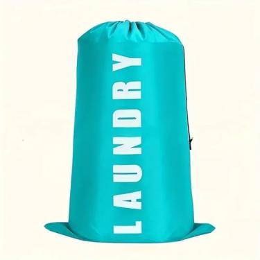Imagem de Saco de roupa extra grande de lona com fecho de cordão, bolsa de armazenamento de roupas lavável para casa e viagens, organizador doméstico dobrável portátil - lona, ideal para grandes cargas e
