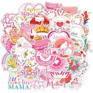 Imagem de 50 peças de adesivos de feliz dia das mães, vários estilos de vinil à prova d'água, etiquetas de presente para o dia das mães, lembrancinha de festa ideal e decoração para cartões comemorativos