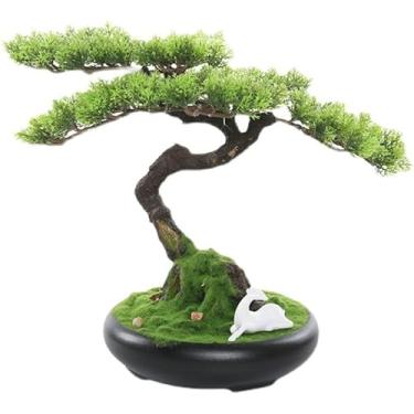 Imagem de Plantas falsas simulação de enfeites de bonsai de pinheiro acolhedor decoração de árvore sala de estar mesa de chá escritório chinês verde biônico artificial interior (A)