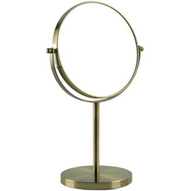 Imagem de pcagfaajmh Espelho de mesa 7 polegadas/8 polegadas dupla face com pedestal para maquiagem, acabamento cromado giratório 360 (Cor: #1, Tamanho: Diâmetro do vidro: 20 cm (8 polegadas)) (# 2 Diâmetro do