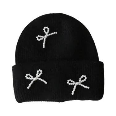 Imagem de Gorro De Inverno Feminino Y2K Com Laço E Pérolas, Quente E Macio, Em L