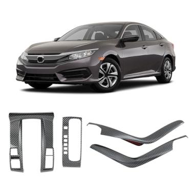 Imagem de Fancemot Capa de painel de mudança de marchas de fibra de carbono compatível com Honda Civic 10ª geração 2016-2021