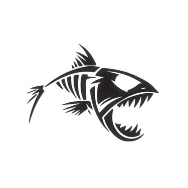 Imagem de Adesivos de decalque transparente de peixe esqueleto 2 (preto) adesivos de decalque de vinil premium à prova d'água para laptop acessório de telefone capacete janela de carro caneca tubérculo copo porta decoração de parede ANDSKUS023104BL081122