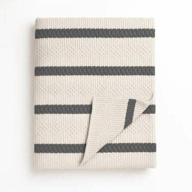 Imagem de Tapete de Algodão Moderno para Sala, 1,40m x 2,00m, Listras Elegantes nas Cores Cru e Preto(Cru e preto)