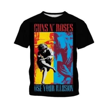 Imagem de Camiseta Masculina Oversized Vintage Guns N Roses Com Estampa 3D, Gola