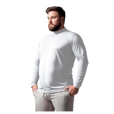 Imagem de Camisa Térmica Proteção UV Segunda Pele Dry Plus Size Gola Alta Manga Longa-Masculino