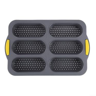 Imagem de Bandeja de silicone para pão de cachorro-quente com 4 cavidades, bolo flexível antiaderente para pãezinhos, muffins, cupcakes, brownies, máquina de lavar louça, micro-ondas (cinza)
