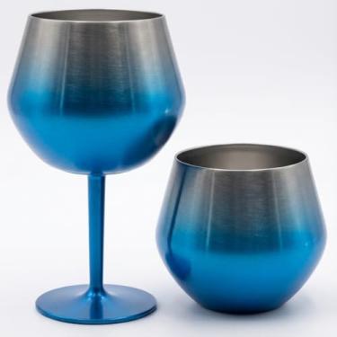 Imagem de TAÇA COPO TÉRMICO DE AÇO INOXIDÁVEL PARA GIN, VINHO E DRINKS, 410ML. ISOLAMENTO TÉRMICO PAREDE DUPLA, HASTE REMOVÍVEL. COCKTAIL, INQUEBRÁVEL E PORTÁTIL PARA BEBIDAS, FESTAS E EVENTOS. (Azul)