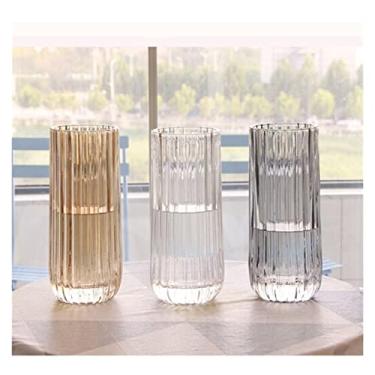 Imagem de Vaso de vidro nórdico para quarto, 1 peça, transparente, criativo, sala de estar, arranjo de flores, decoração de casa, restaurante (cinza)