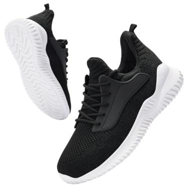 Imagem de VIPSUPER Tênis feminino de caminhada – Espuma viscoelástica, sem cadarço, academia, treino, enfermagem, conforto e trabalho, leve, Preto, 38