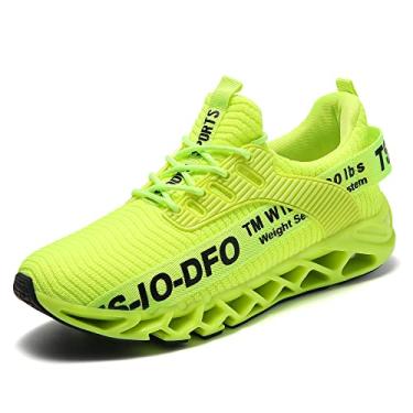 Imagem de TSIODFO Tênis De Corrida Masculino Tamanho 10,5 Fluorescente Verde, Atlético, Academia, Caminhada, Masculino, Sem Cadarço, Malha, Tênis, Treino, Moda,