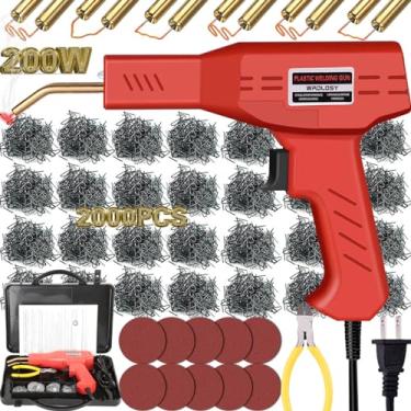 Imagem de Wrdlosy Soldador de plástico de 200 W, 2000 peças de lixa, 10 peças, kit de solda de plástico, estojo de transporte personalizado, reparo de plástico para para-choques de carro, simplicidade de uso