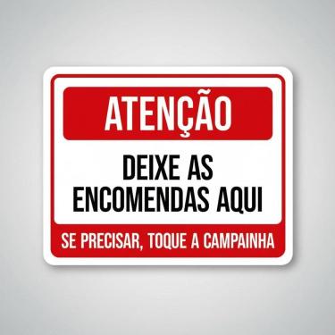 Imagem de Placa Acm Deixe Encomentas Aqui Toque Campainha 18X23