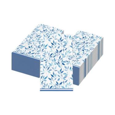 Imagem de Guardanapos De Papel Longos Azuis Com Estampa De Folhas, 20, 40, 60 Un