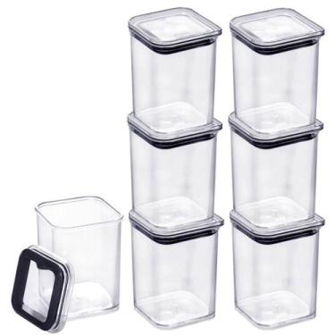 Imagem de 7 Potes Hermético 160ml Cristal Empilhável Transparente Porta Temperos
