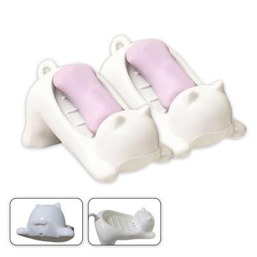 Imagem de Saboneteira Gatinho Kit 2 Uni Porta Sabonete Gato Banheiro Lavabo Bancada Box Pia Mesa Divertido Enfeite Decoracao