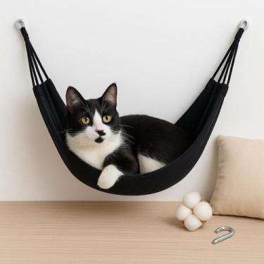 Imagem de Rede de Descanso para Pets, Algodão 100%, 160x70cm, Portátil, Preta - 