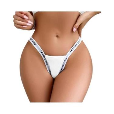 Imagem de Lingerie Feminina Sexy E Respirável Com Estampa De Letras, Tanga Com D