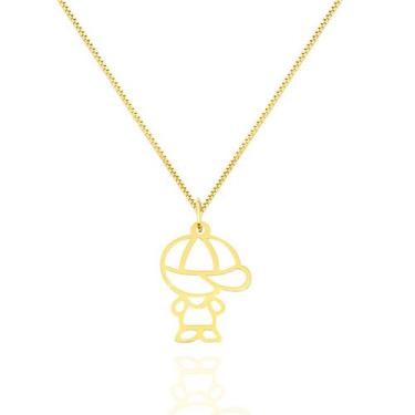 Imagem de Corrente Veneziana Com Pingente Menino Filho Grande Ouro 18k - Arkha18